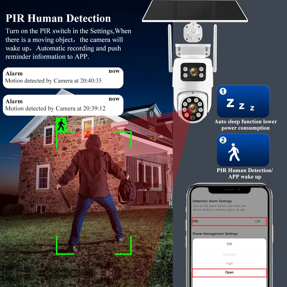 Tuya Solar WiFi Outdoor Waterproof Camera PIR Auto Tracking