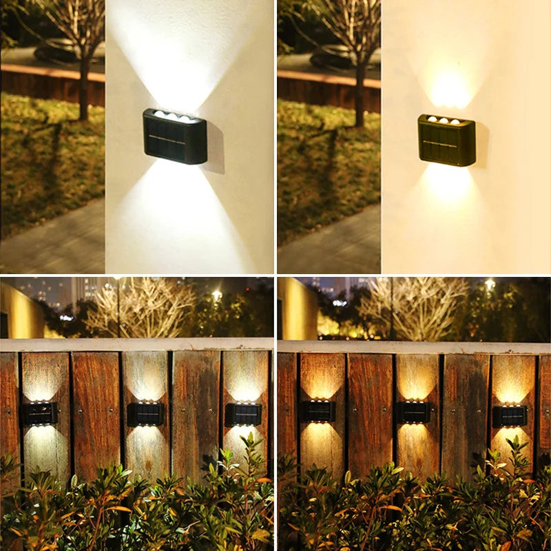 Lámpara de pared atmósfera al aire libre con panel solar 6LED