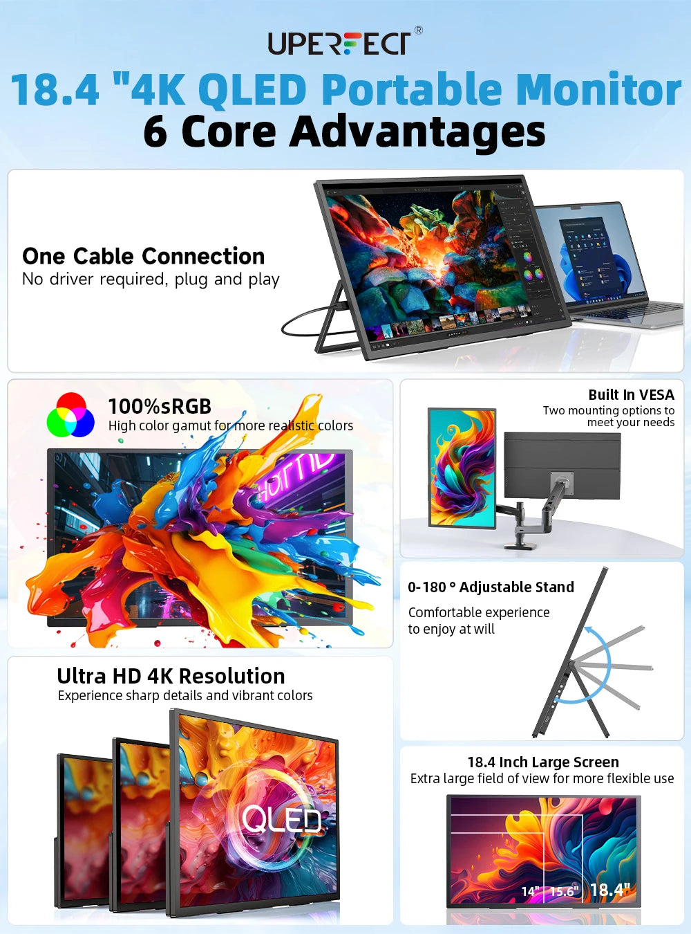 Monitor UPERFECT 18.4 inch 4K QLED