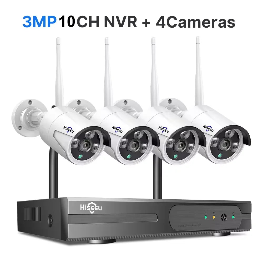 Hiseeu 3/5/8MP Sistema de Cámaras WiFi con NVR 10CH