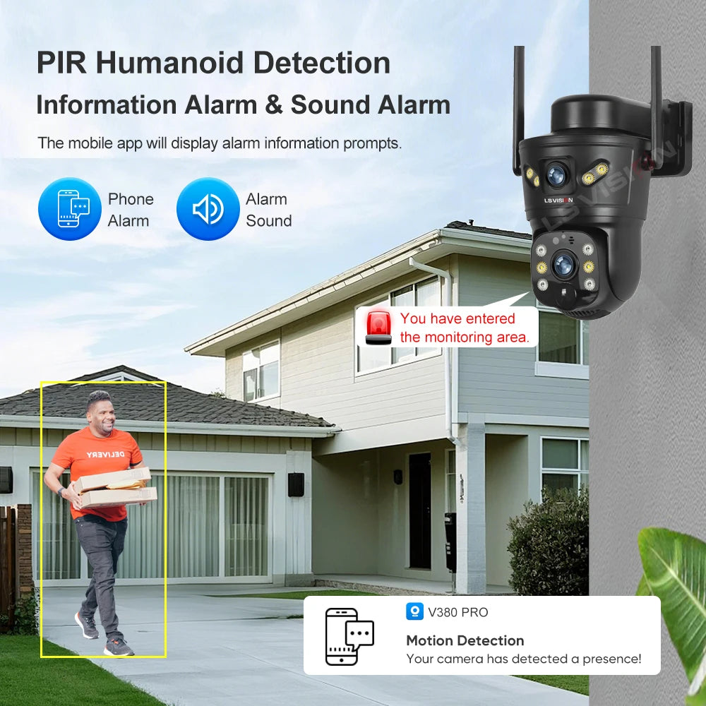 LS VISION 4K 8MP Dual Screens Solar Security Camera