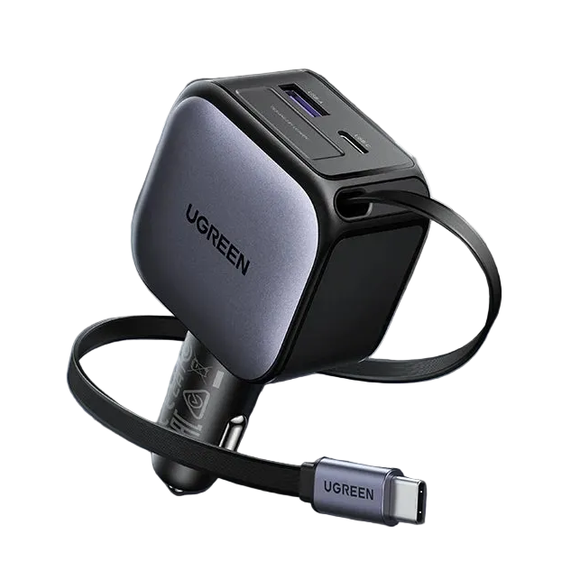 UGREEN Cargador de Coche 145W con Cable Retráctil