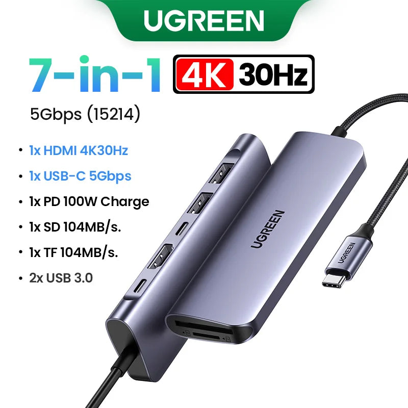 Multi hub UGREEN USB C HUB 4K60Hz 7-in-1