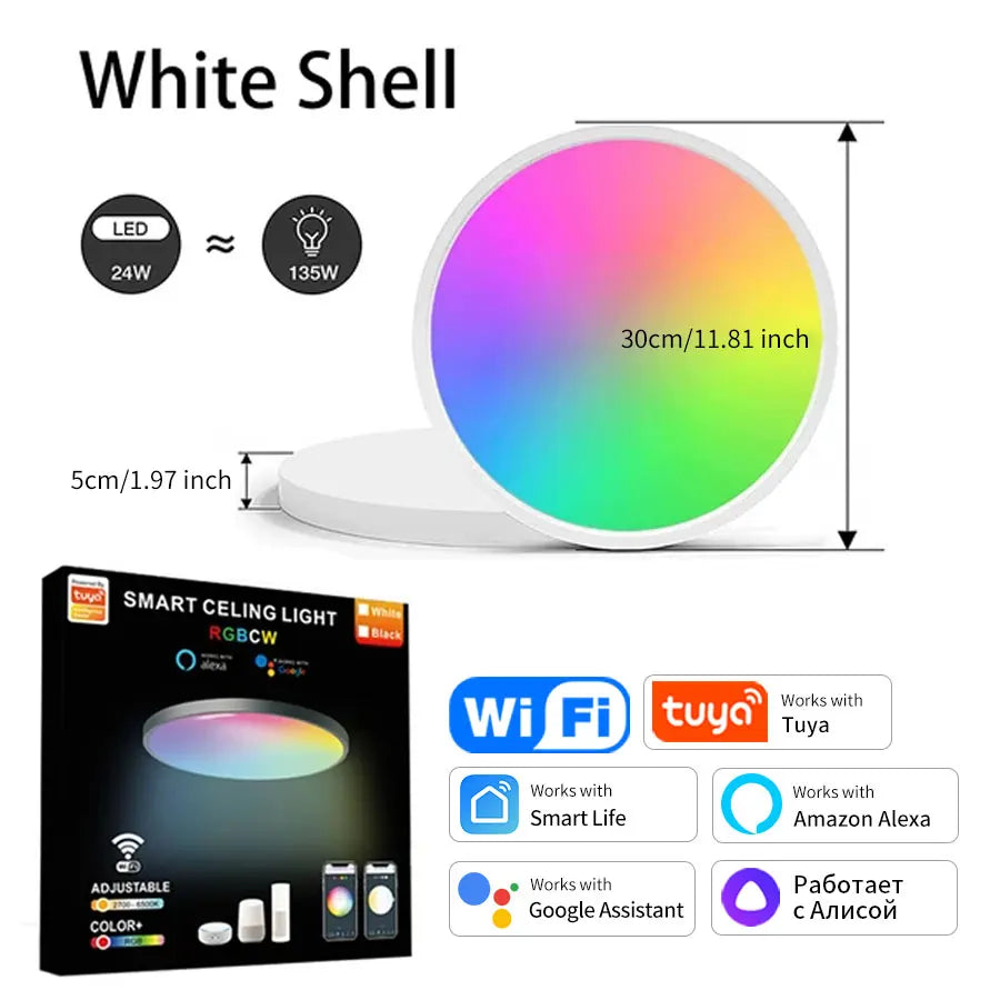 Tuya Smart WiFi Ceiling Light 24W 220V RGB Circular