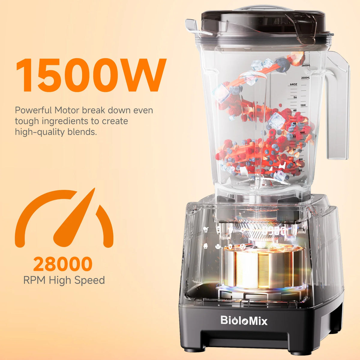 BioloMix 1500W Licuadora Profesional 2,6L