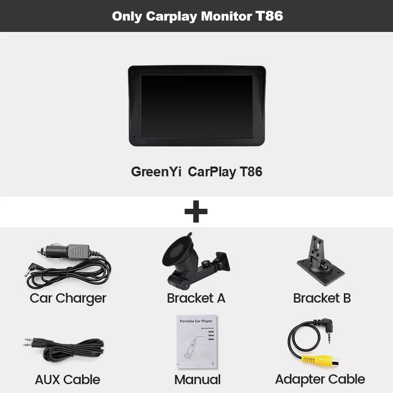 Pantalla Carplay & Android Auto GreenYi 7" Touch Screen