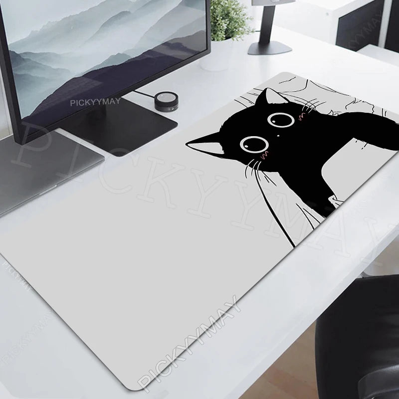 Gaming Mousepads Mousepad Black Cat Large Mouse Mat Office Desk Pads Non-Slip Rubber Gamer Mouse Pad Big Keyboard Mats