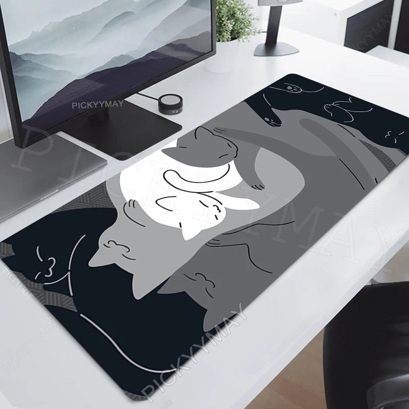 Gaming Mousepads Mousepad Black Cat Large Mouse Mat Office Desk Pads Non-Slip Rubber Gamer Mouse Pad Big Keyboard Mats