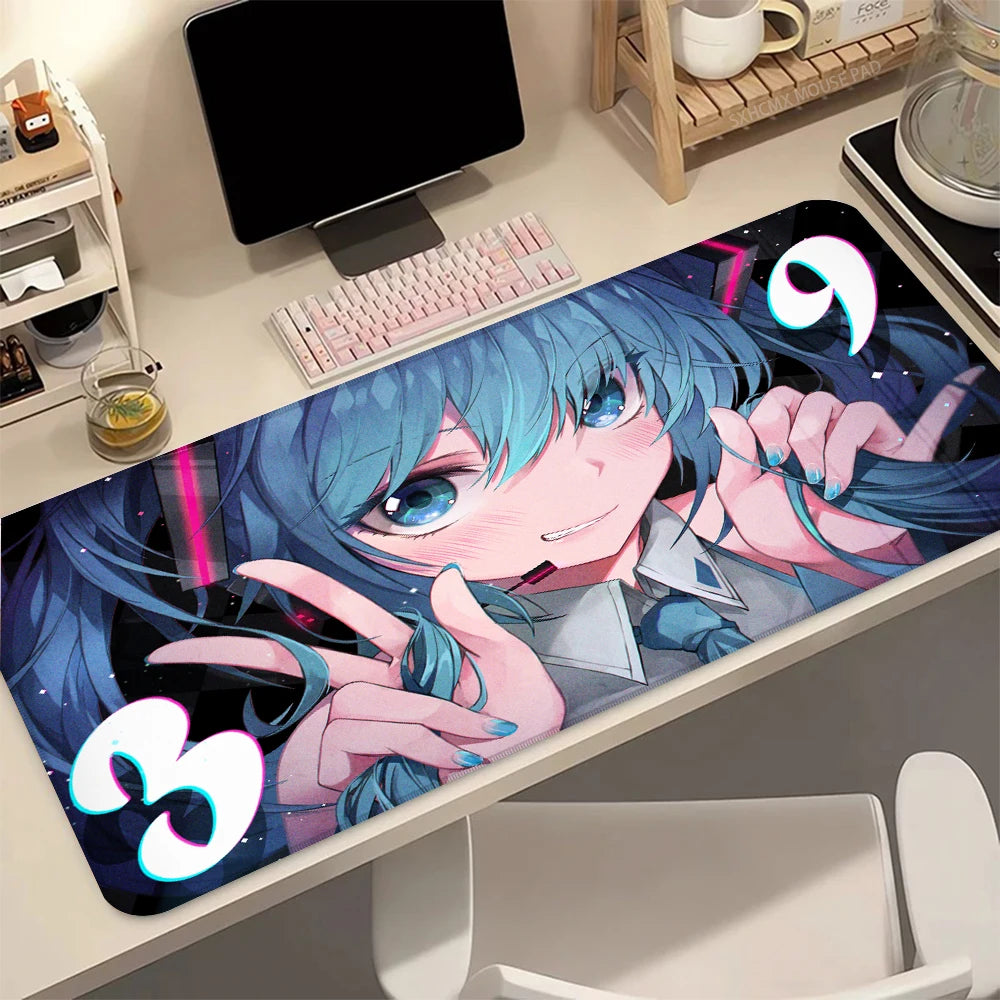 Keyboard Desk Mat Mousepad Laptop Virtual Diva H-Hatsune Miku Anime Large Mouse Pad Office Accessories Cute Girl Soft MousePads