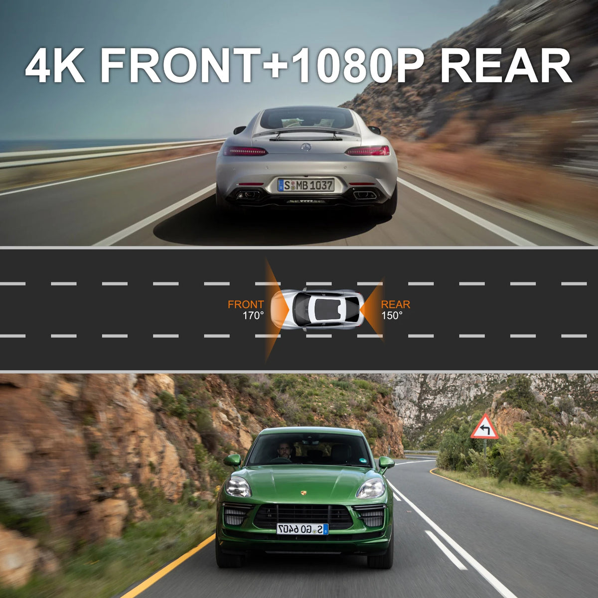 4K WiFi  Car Dash Cam Drive Recorder Front Rear