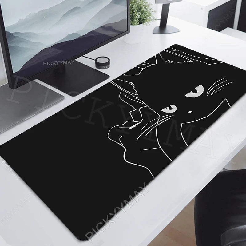 Gaming Mousepads Mousepad Black Cat Large Mouse Mat Office Desk Pads Non-Slip Rubber Gamer Mouse Pad Big Keyboard Mats