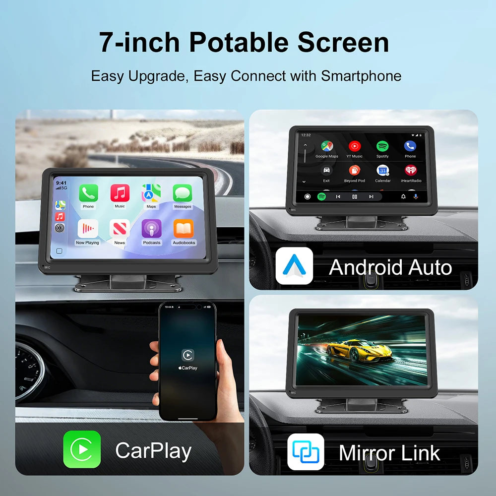 Pantalla Carplay & Android Auto 
Universal Portable IPS 7”