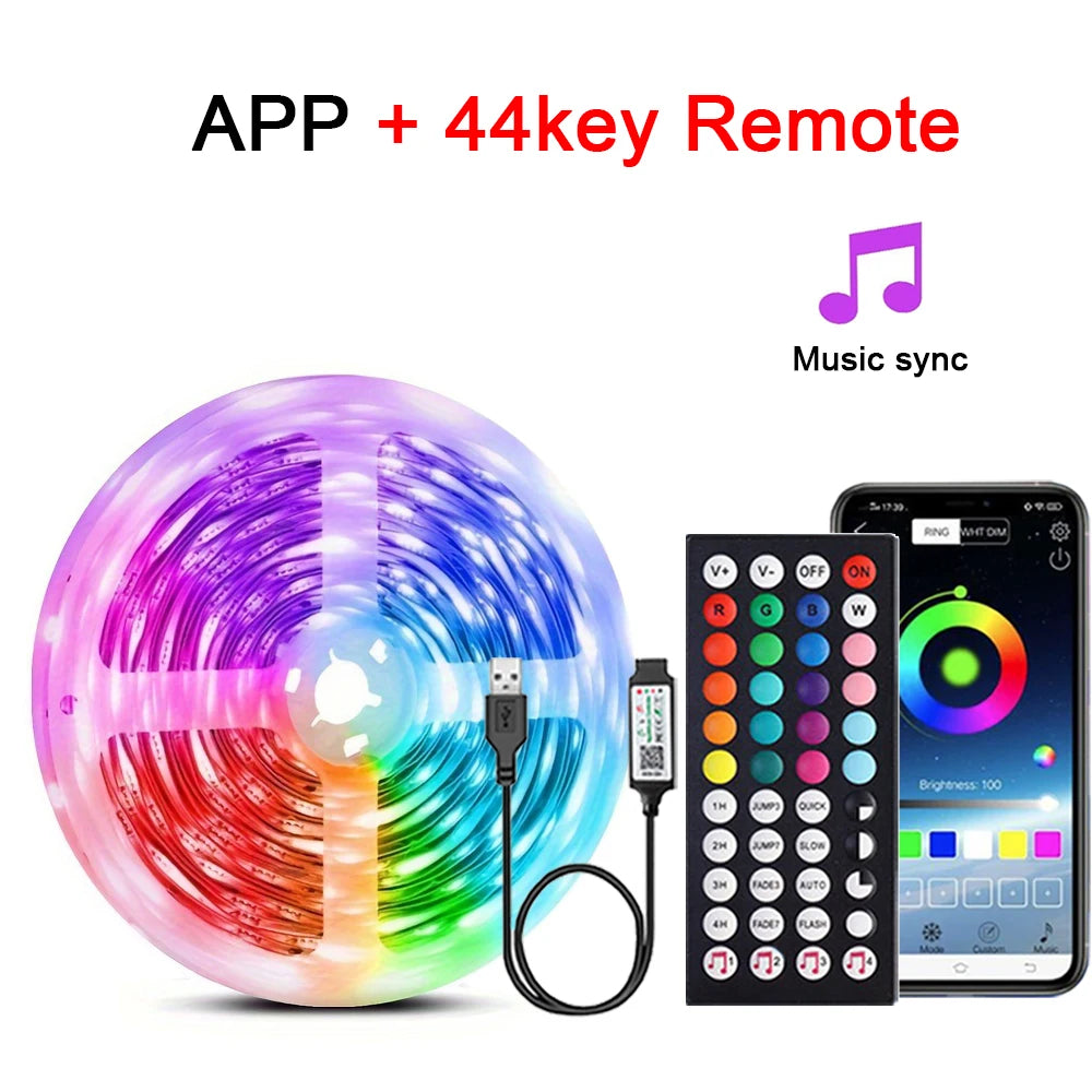 Tira LED RGB 5V con Música y Mando