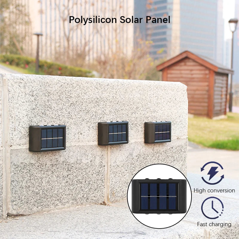 Lámpara de pared atmósfera al aire libre con panel solar 6LED