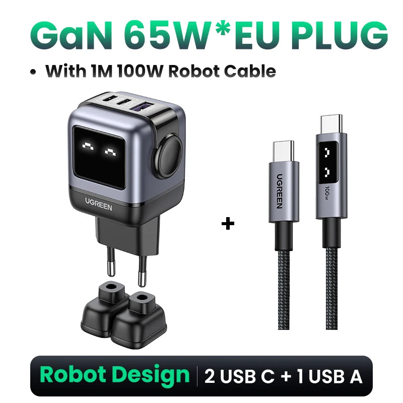 Cargador UGREEN 65W GaN Uno Robot