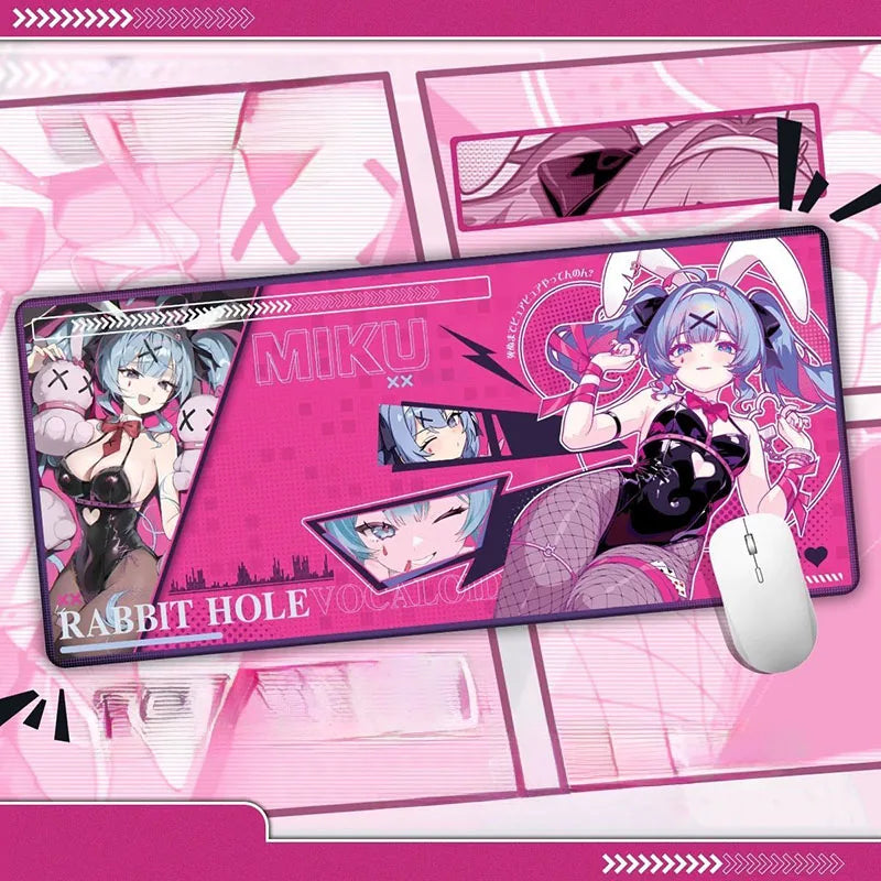 Hatsune Miku Large Mouse Pad Anime Gaming Desk Mat Non Slip Rubber Base Locked Edge Keyboard Mat for PC Gamer Fans Perfect Gifts