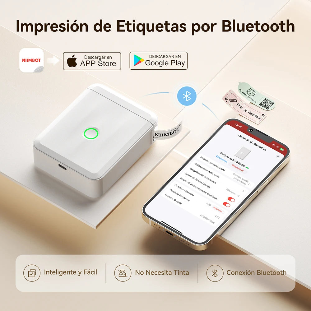 Impresora térmica Niimbot D110 Mini Handheld