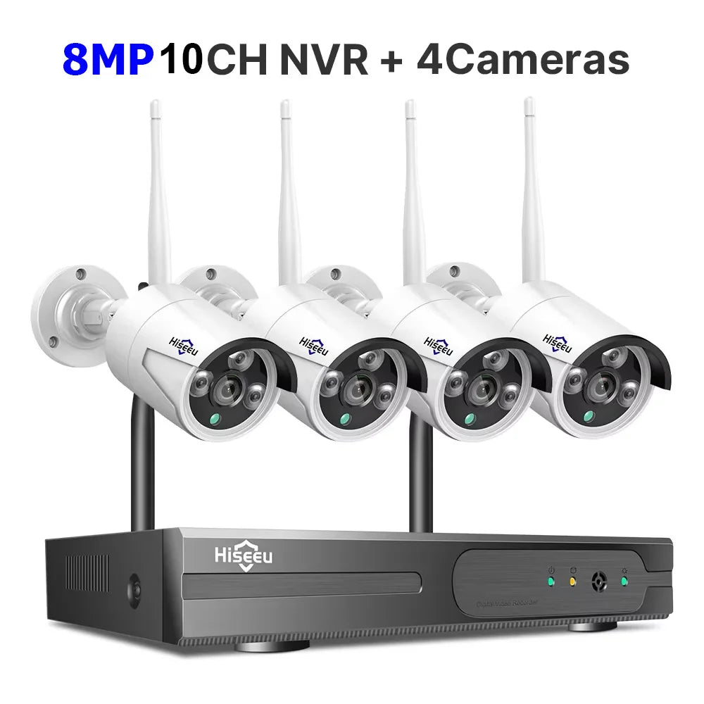 Hiseeu 3/5/8MP Sistema de Cámaras WiFi con NVR 10CH