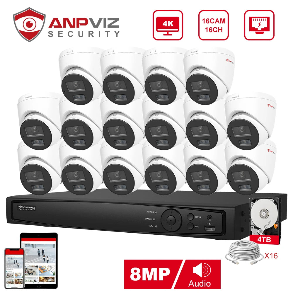 Anpviz Sistema CCTV 4K 16CH PoE con Cámaras 8MP