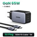 Cargador UGREEN 65W GaN 4 Puertos USB‑C