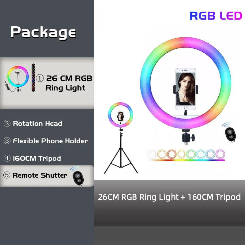 Aro de Luz RGB con Trípode y Mando