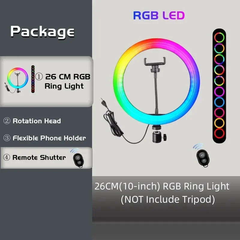 Aro de Luz RGB con Trípode y Mando