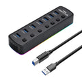 Multi hub RGB USB 3.0 Hub 7 Ports Data