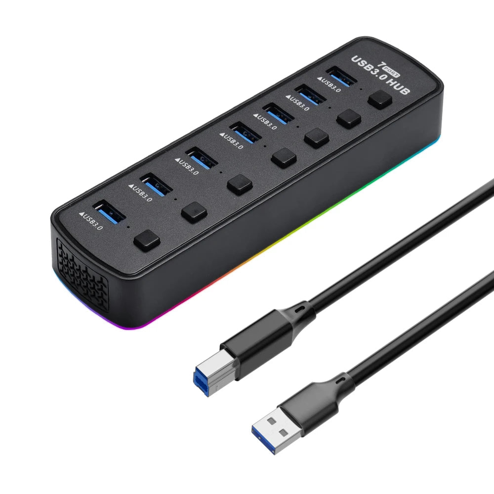 Multi hub RGB USB 3.0 Hub 7 Ports Data