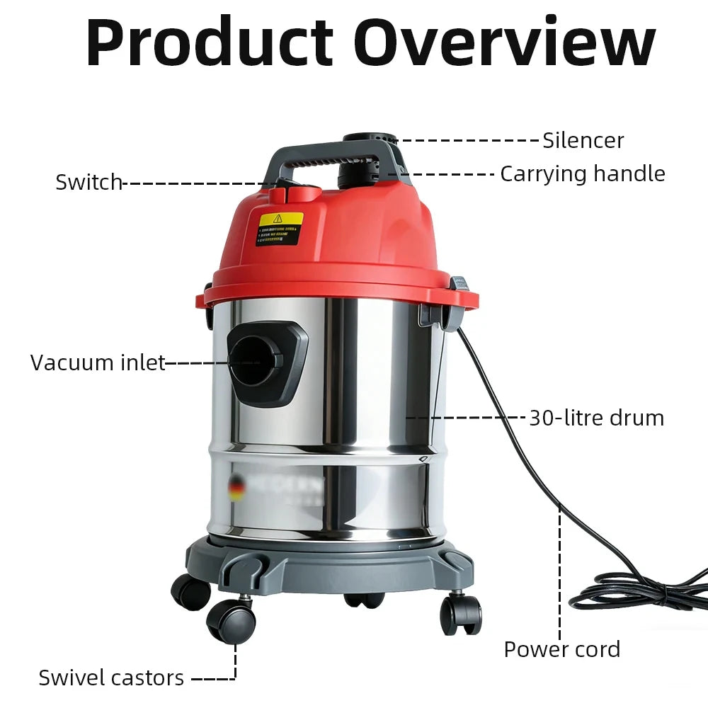 Aspiradora Industrial 30L/45L Seco & Humedo