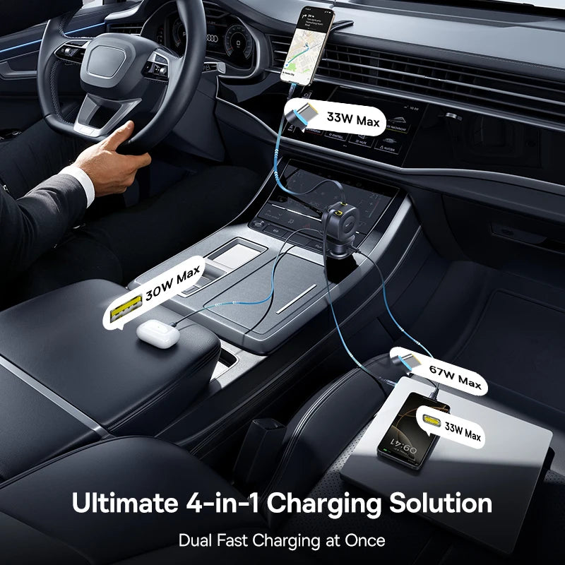 Baseus 100W Car Charger PD QC Fast Charging Dual