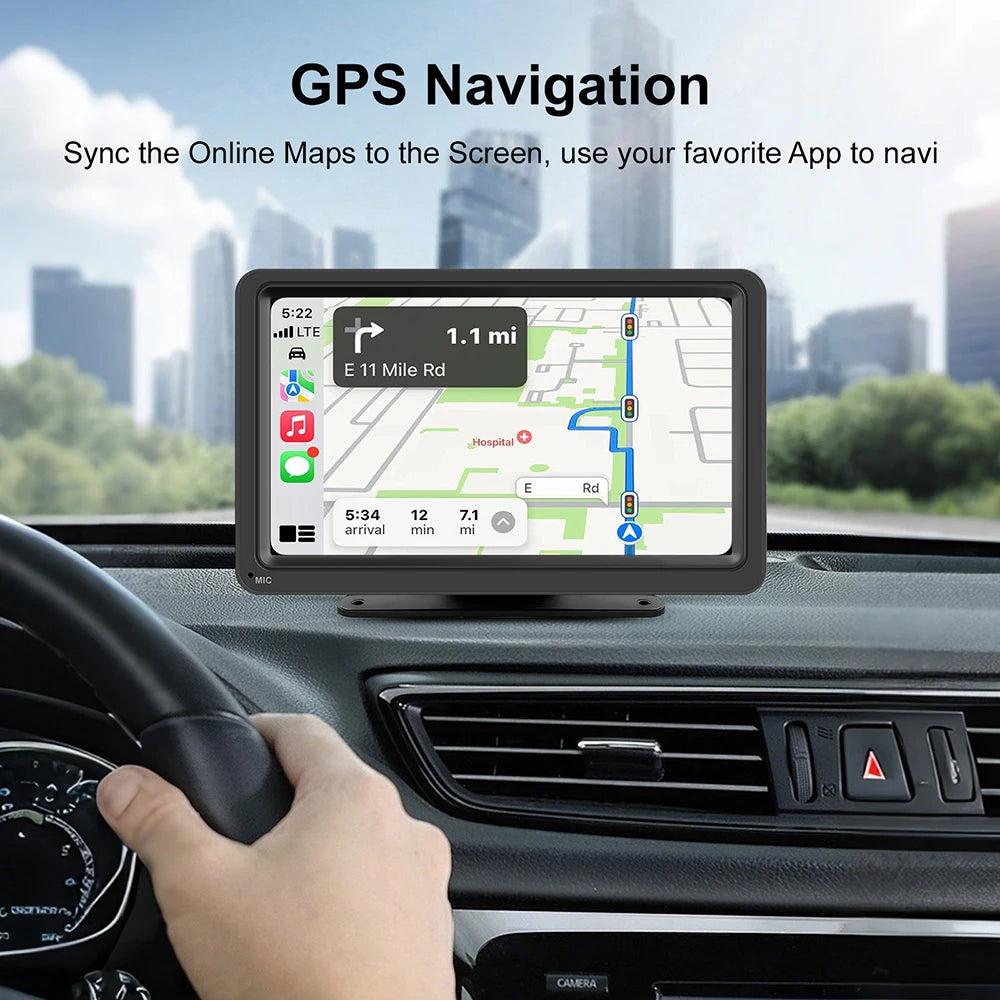 Pantalla Carplay & Android Auto 
Universal Portable IPS 7”