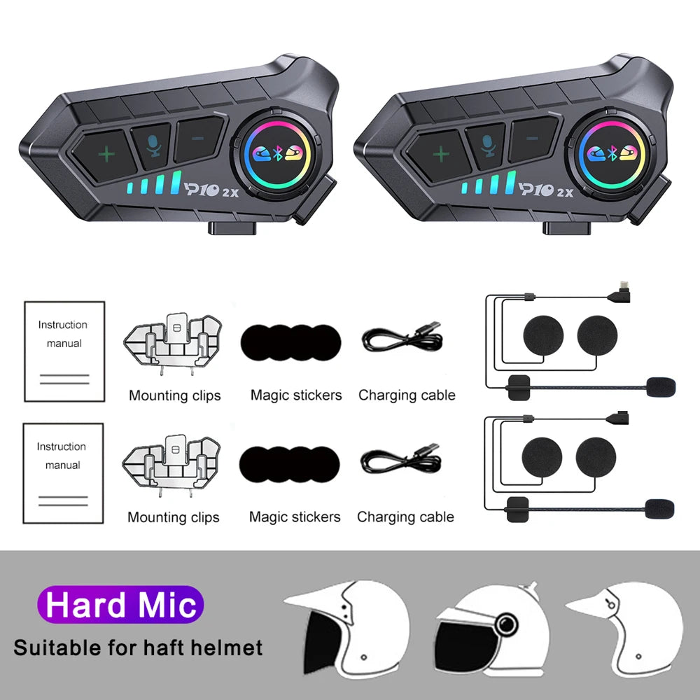 Intercomunicador para motocicleta KEBIDUMEI 1/2x IPX6
