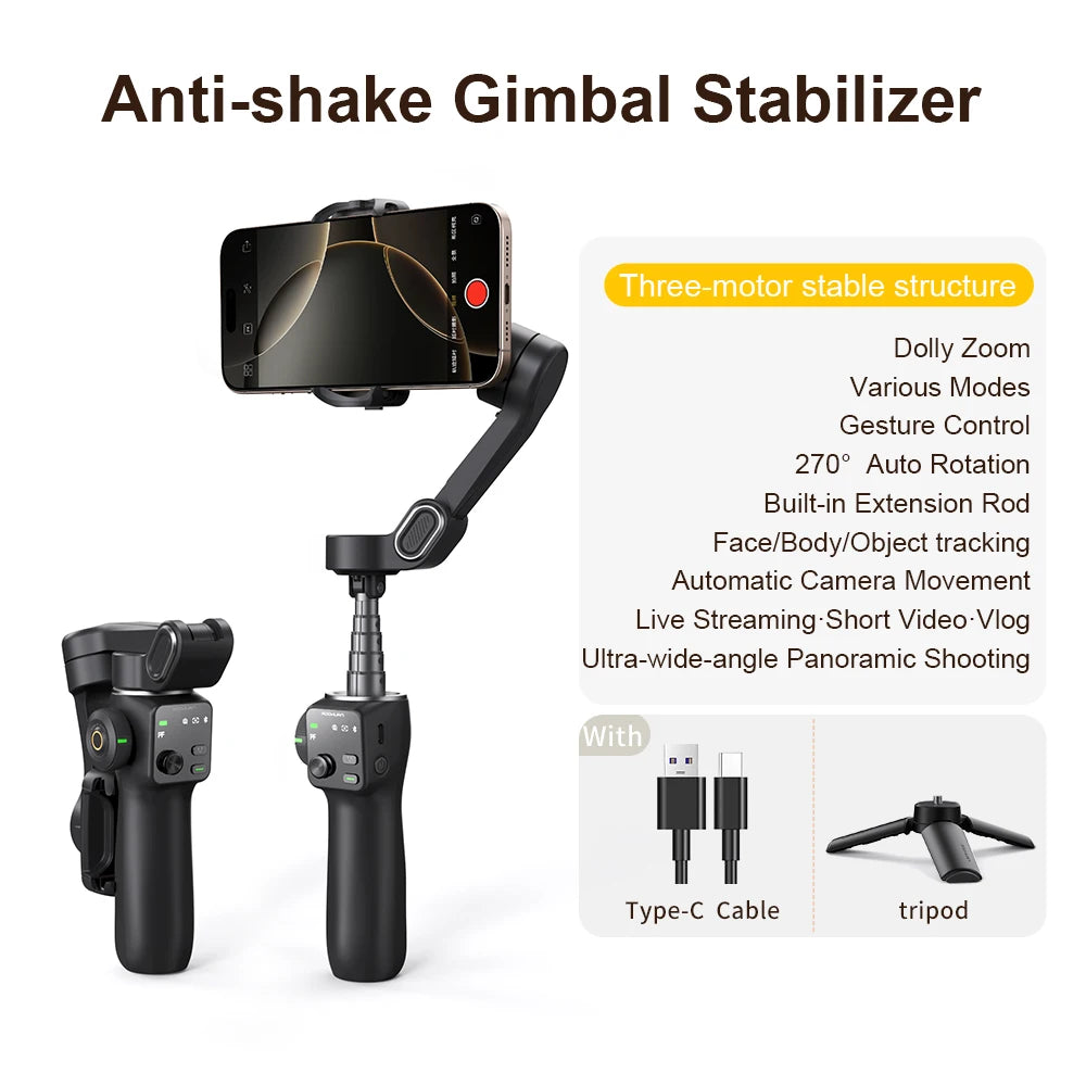 Estabilizador Gimbal AOCHUAN Smart V8 3 Ejes con Trípode