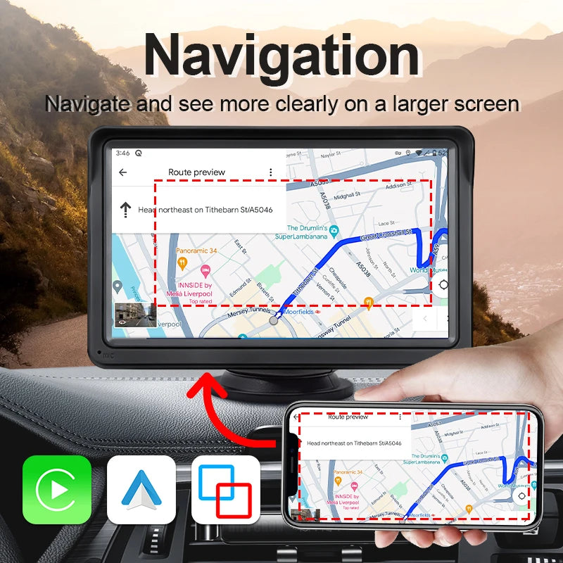 Écran Carplay et Android Auto Hippcron 7"