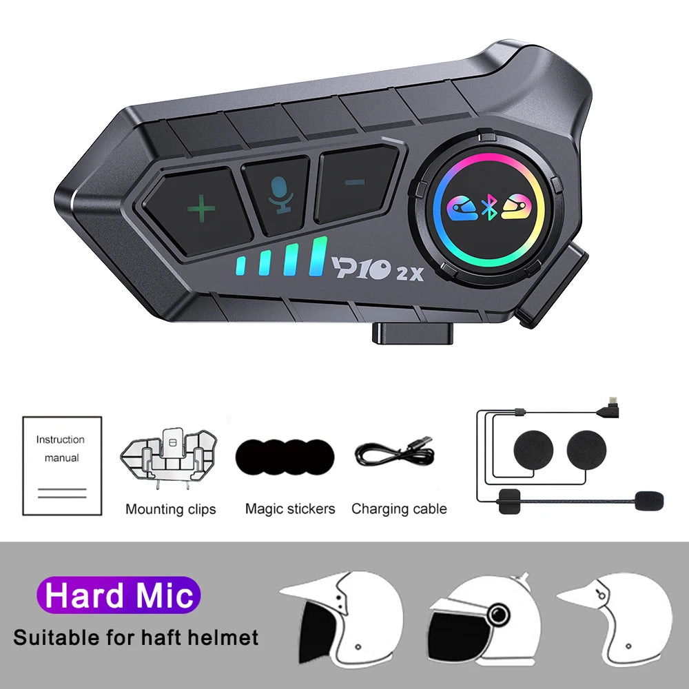 Intercomunicador para motocicleta KEBIDUMEI 1/2x IPX6
