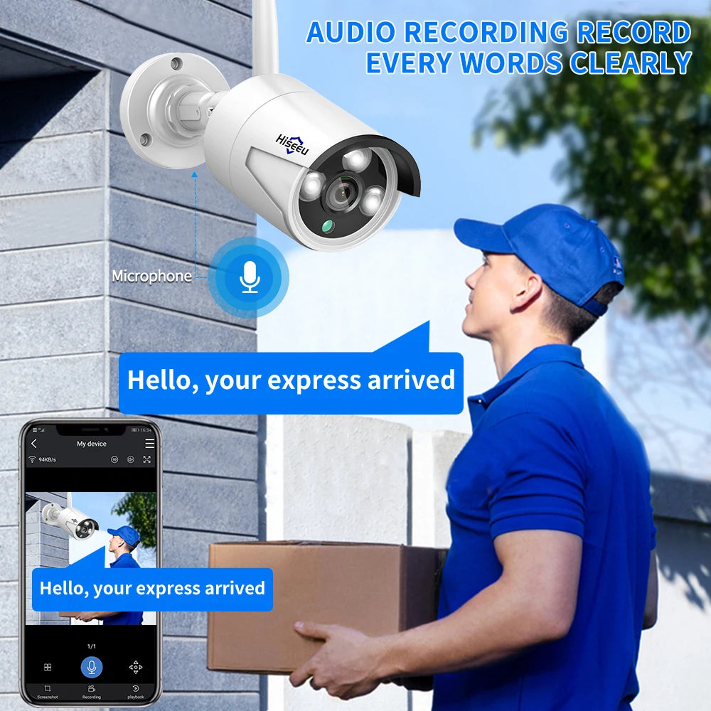 Hiseeu 3/5/8MP Sistema de Cámaras WiFi con NVR 10CH