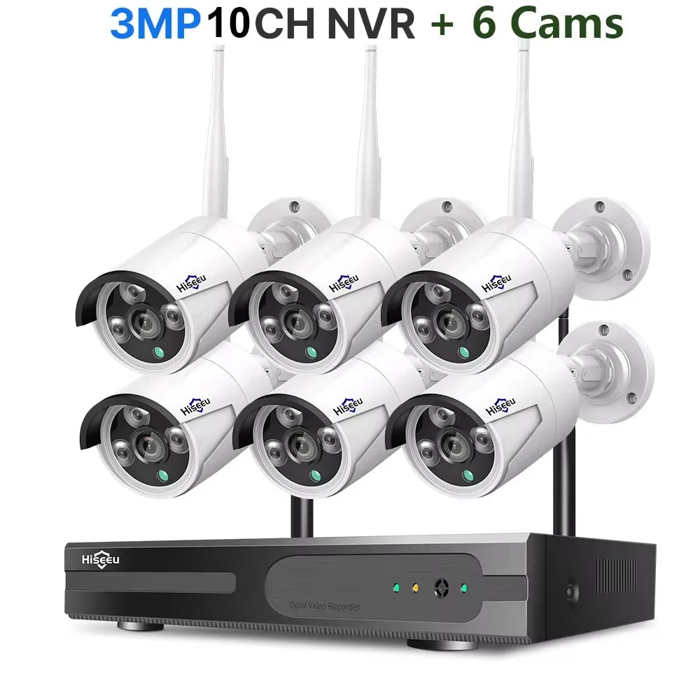 Hiseeu 3/5/8MP Sistema de Cámaras WiFi con NVR 10CH