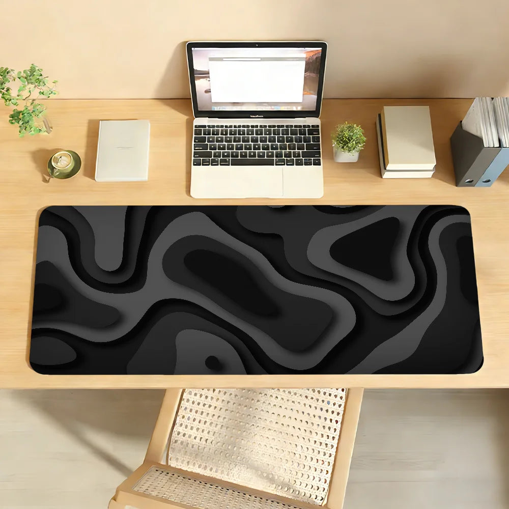 Black and grey abstract art pattern design Mouse Pad