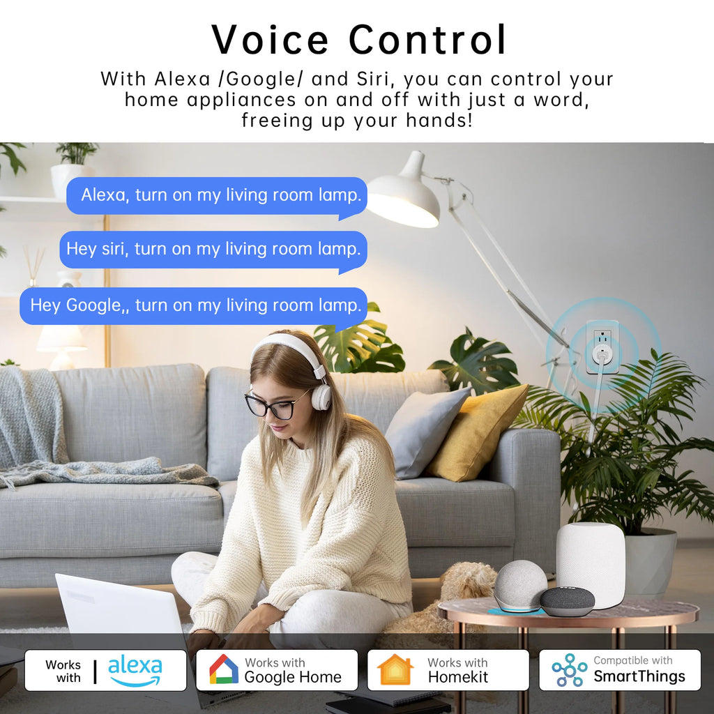 Matter Smart Socket US Plug Alexa Voice Control