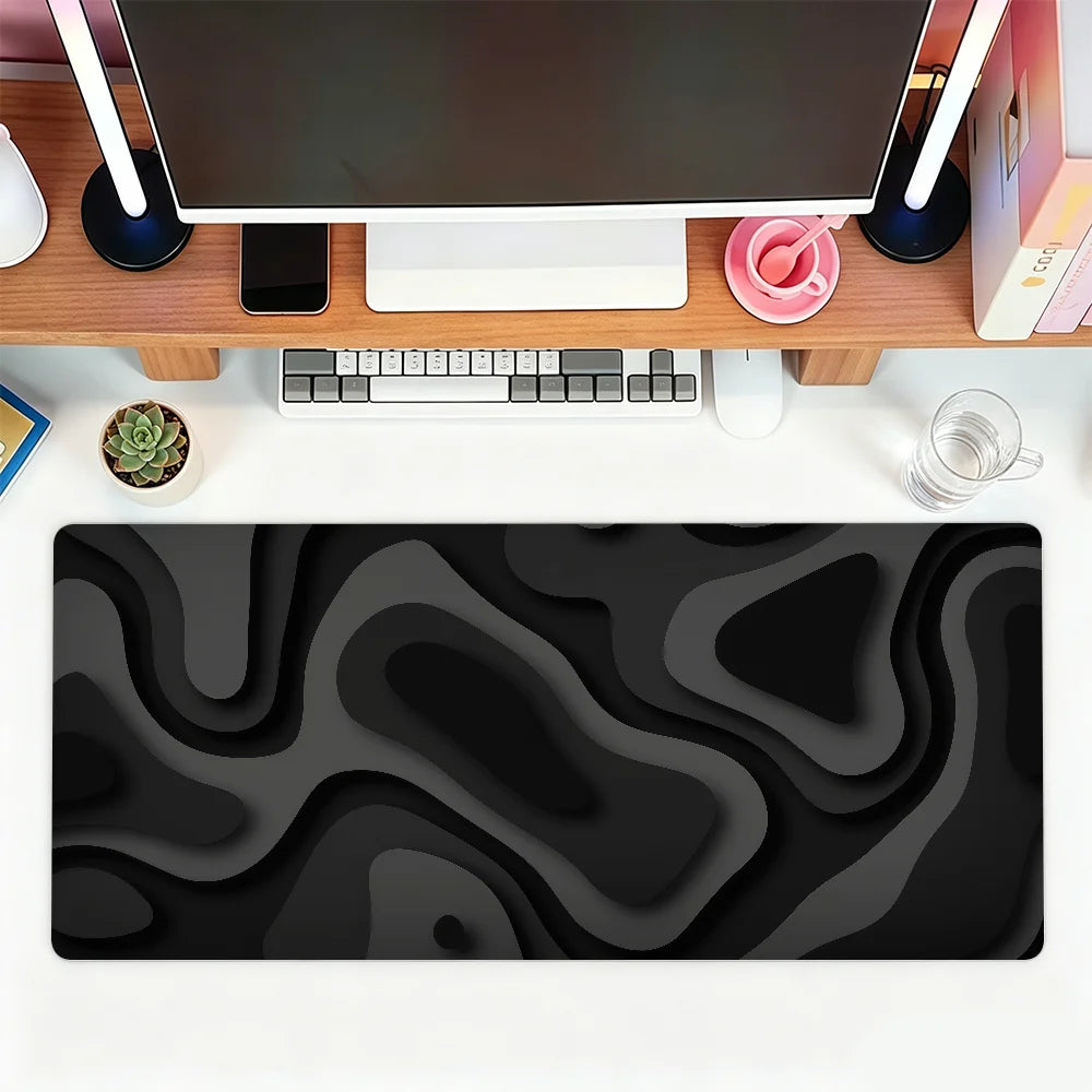 Black and grey abstract art pattern design Mouse Pad