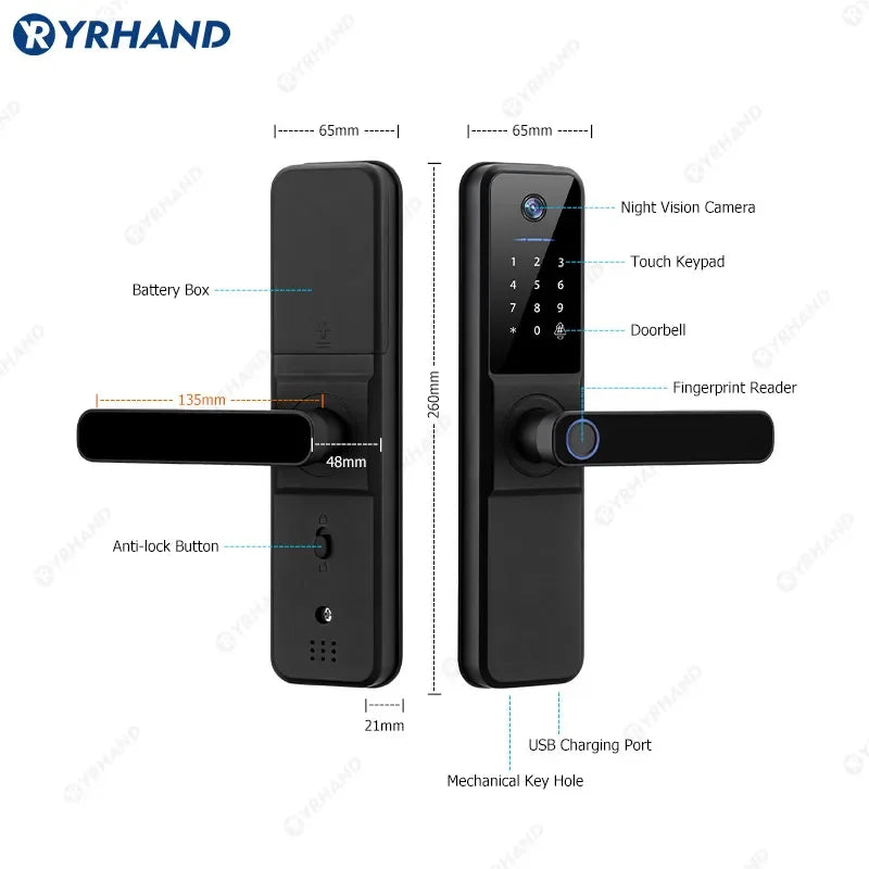 YRHAND H01 Fechadura Eletronica Tuya Wifi Digital Electronic