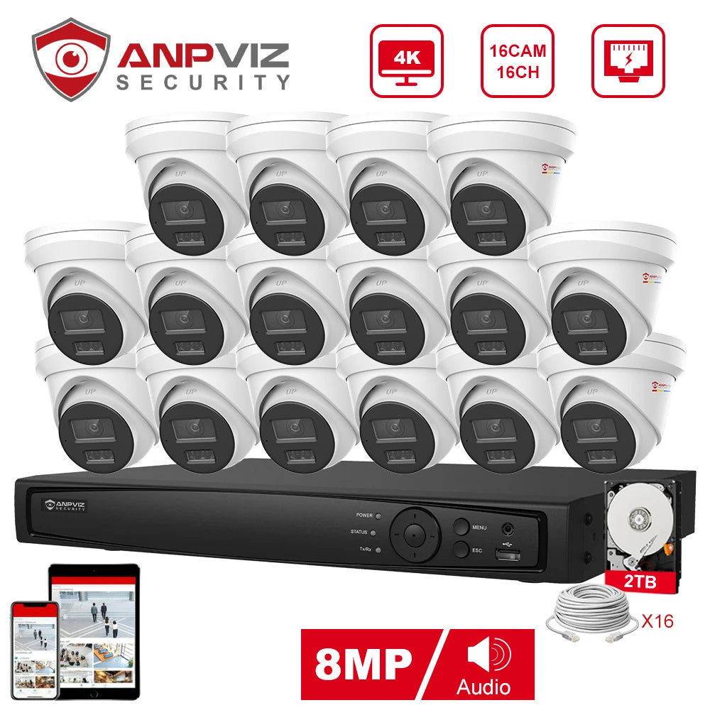 Anpviz Sistema de Cámaras de Seguridad 16CH 4K PoE