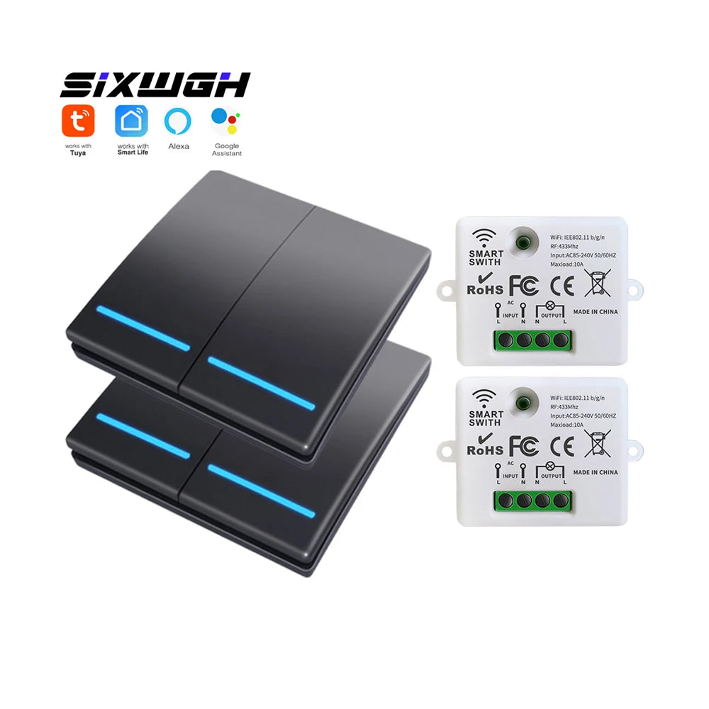 Tuya WiFi Wireless Switch 1/2/3 Gang RF433MHz Voice Control