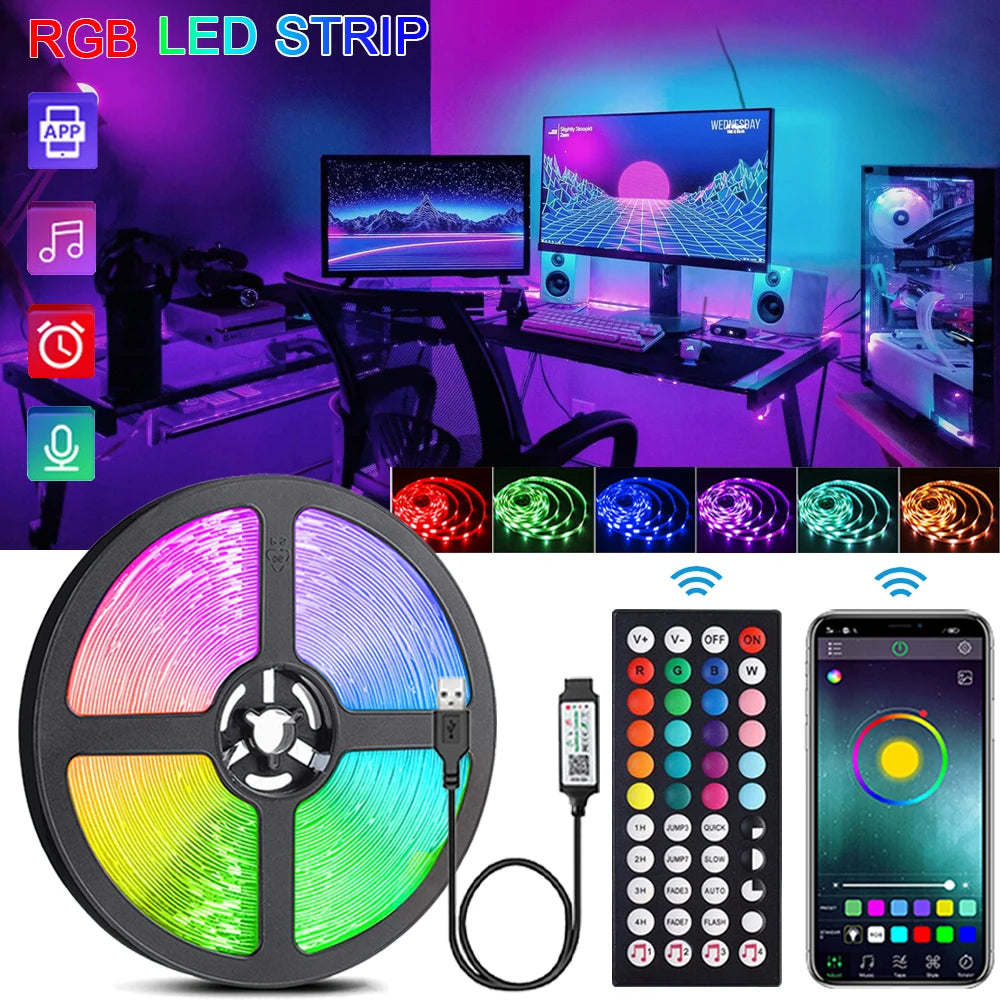 Tira LED RGB 5V con Música y Mando