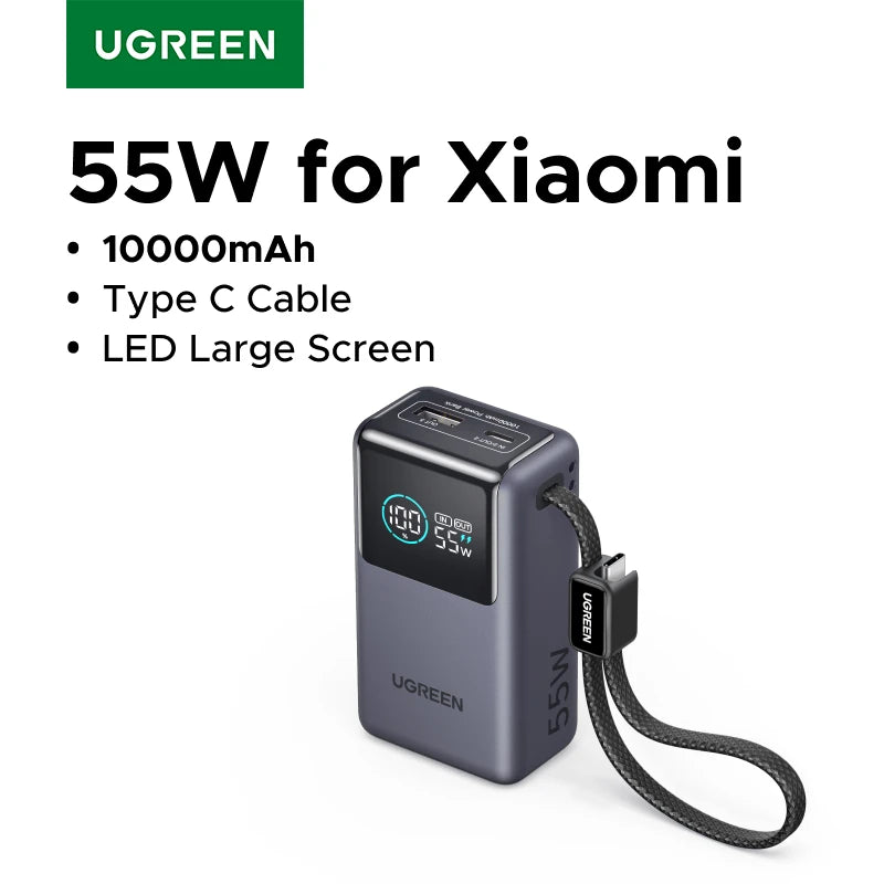 UGREEN Power Bank 55W 10000mAh con Cable Tipo C