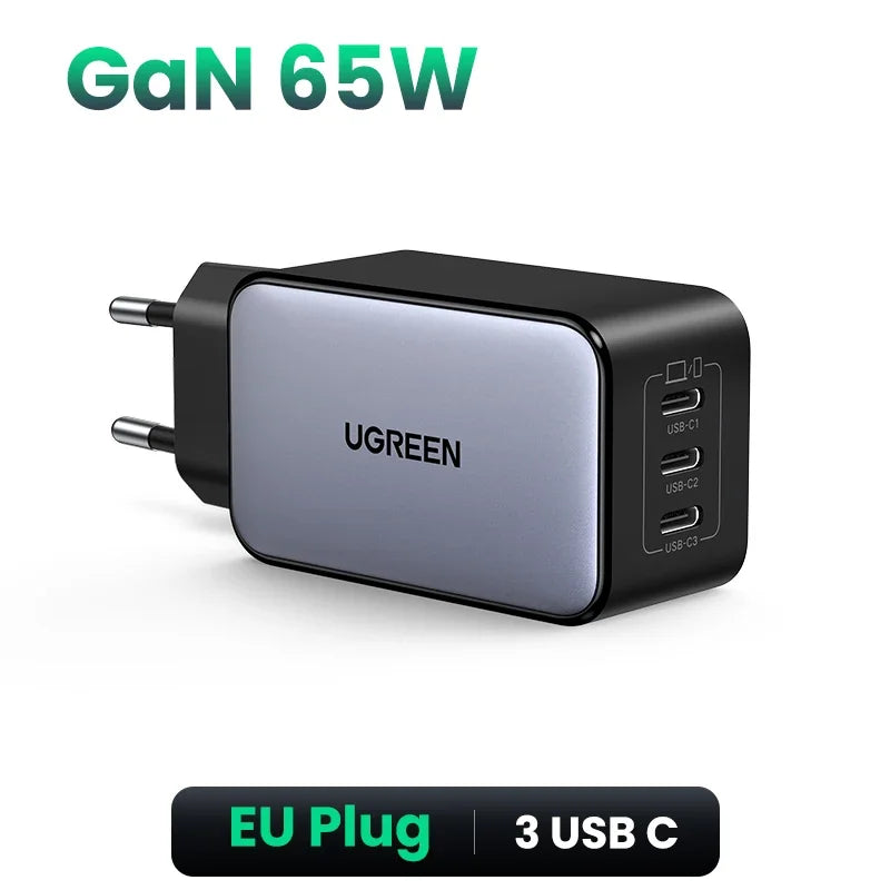 Cargador UGREEN 65W GaN 4 Puertos USB‑C