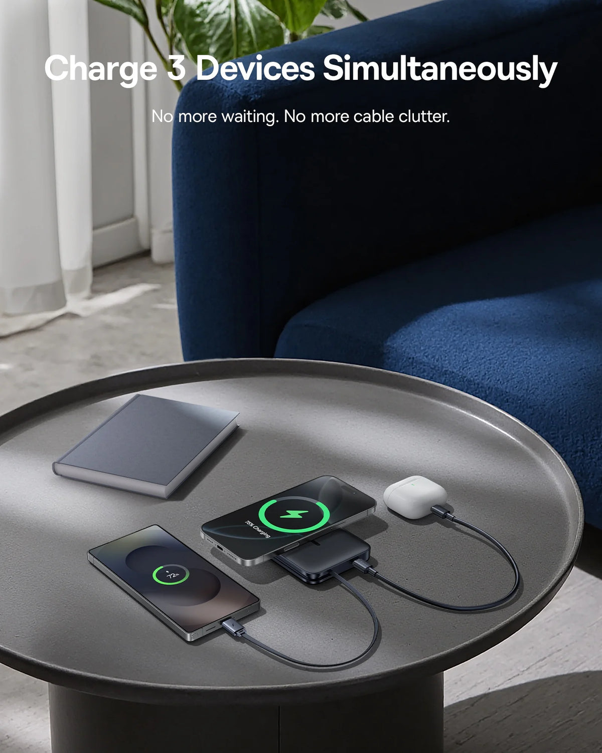 Power Bank Baseus Magnético 3‑en‑1 con Cable USB‑C Integrado