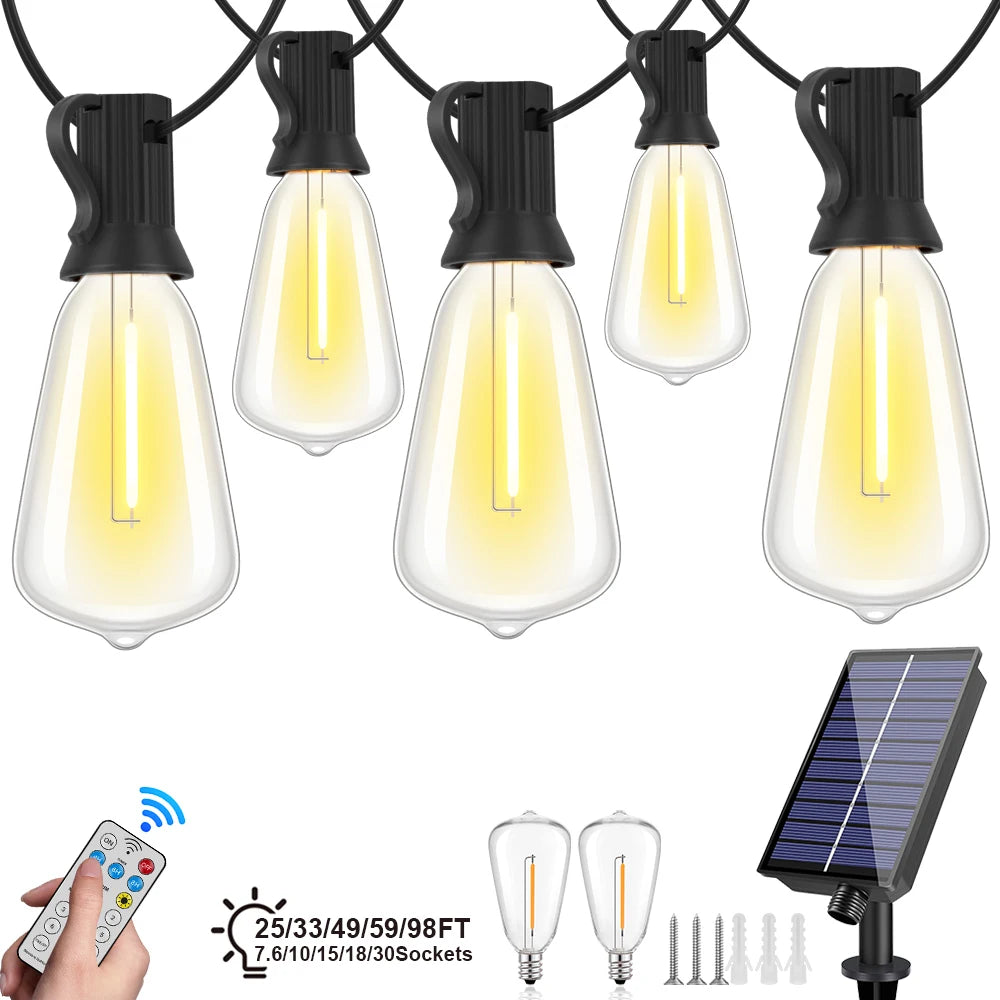 Guirlande solaire LED dimmable extérieure IP65